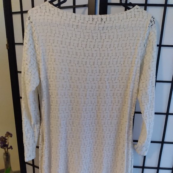 Banana Republic Cream Eyelet Lace 3/4" Sleeve Dress - Picture 4 of 7